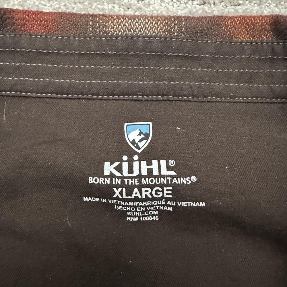 Kuhl Shirt Mens XL Brown Red Plaid Long Sleeve The Law Flannel Hiking Outdoor - Picture 9 of 16
